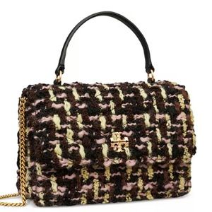 Tory Burch Mini Kira Tweed Top Handle Chain Wallet